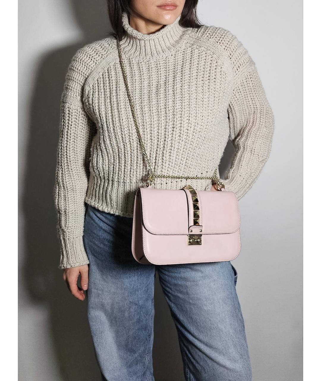 VALENTINO Розовая кожаная сумка через плечо, фото 9
