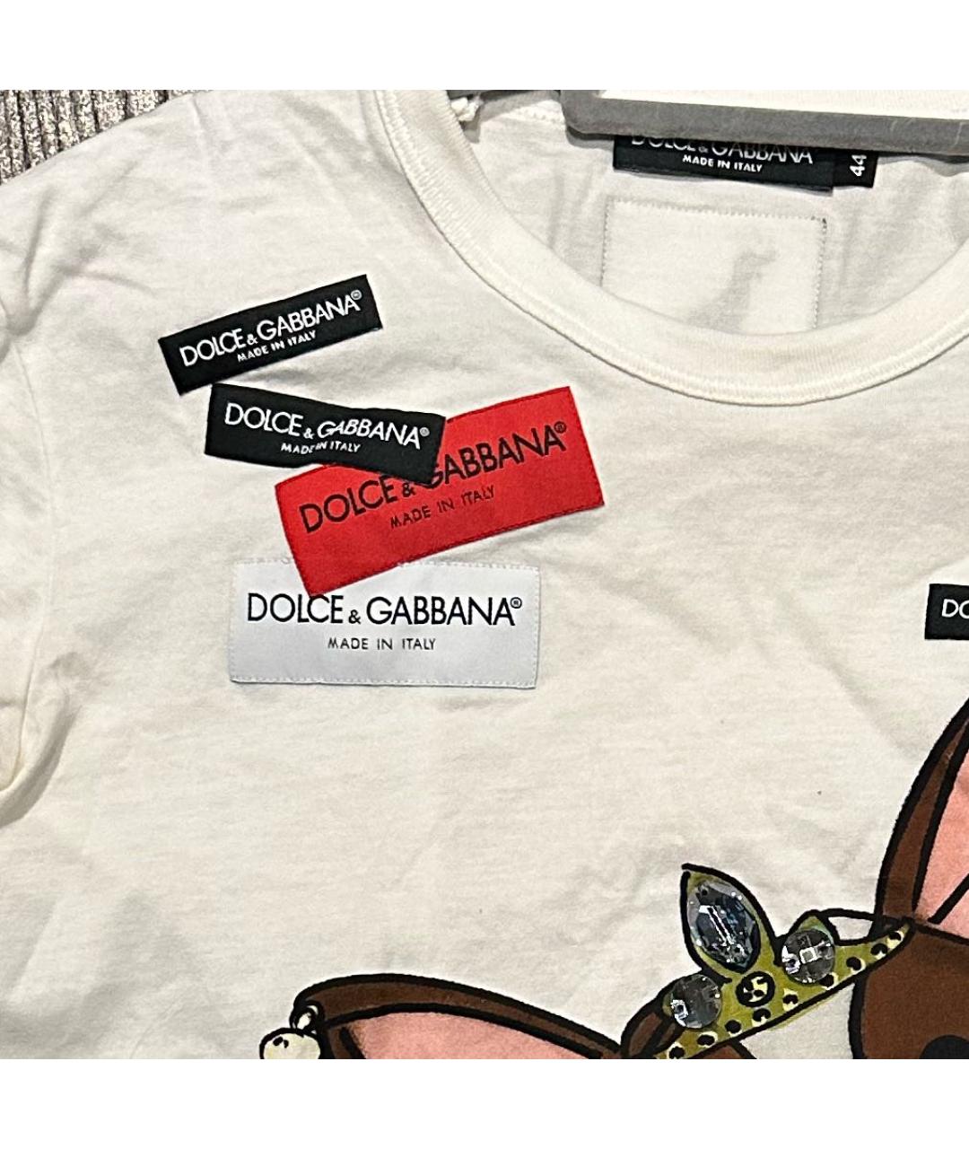 DOLCE&GABBANA Белая хлопковая футболка, фото 3