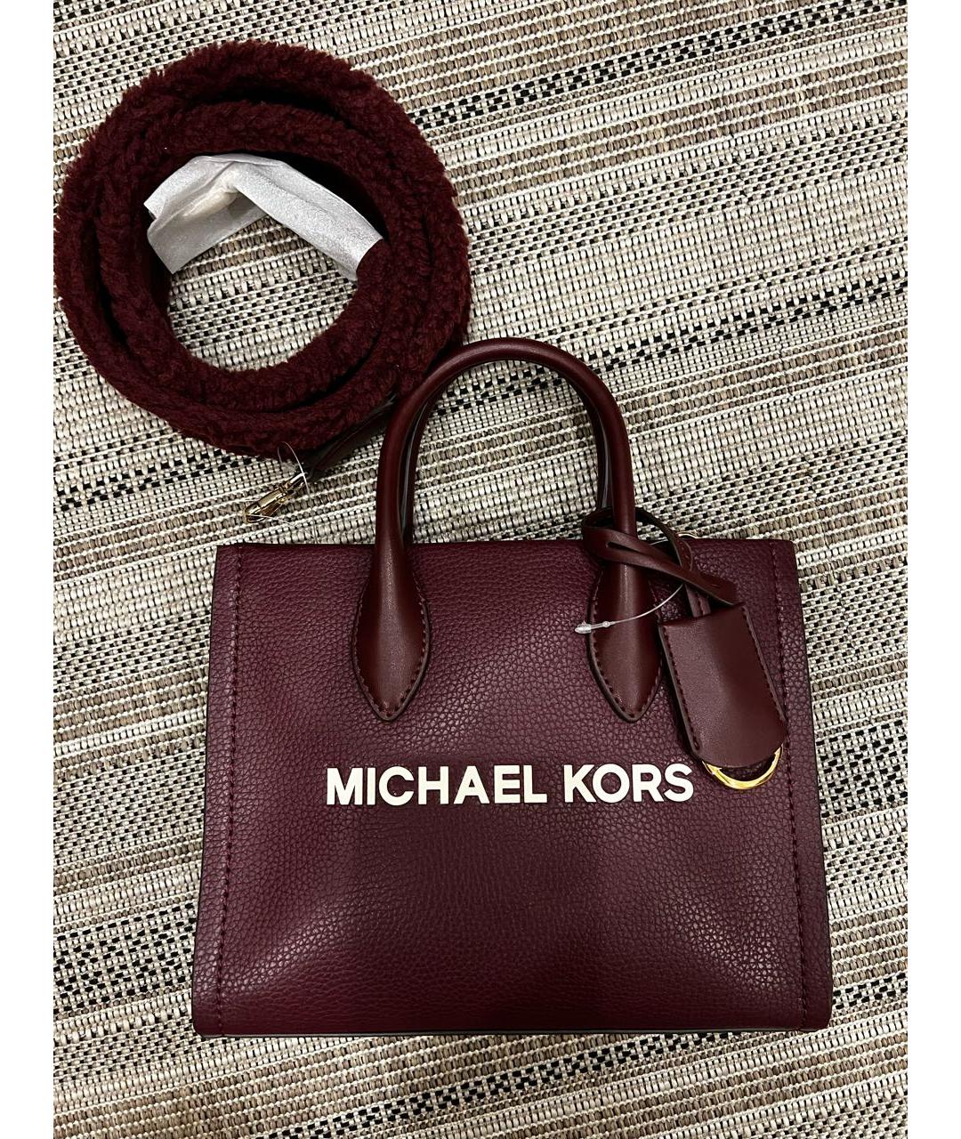 MICHAEL KORS Бордовая кожаная сумка тоут, фото 8