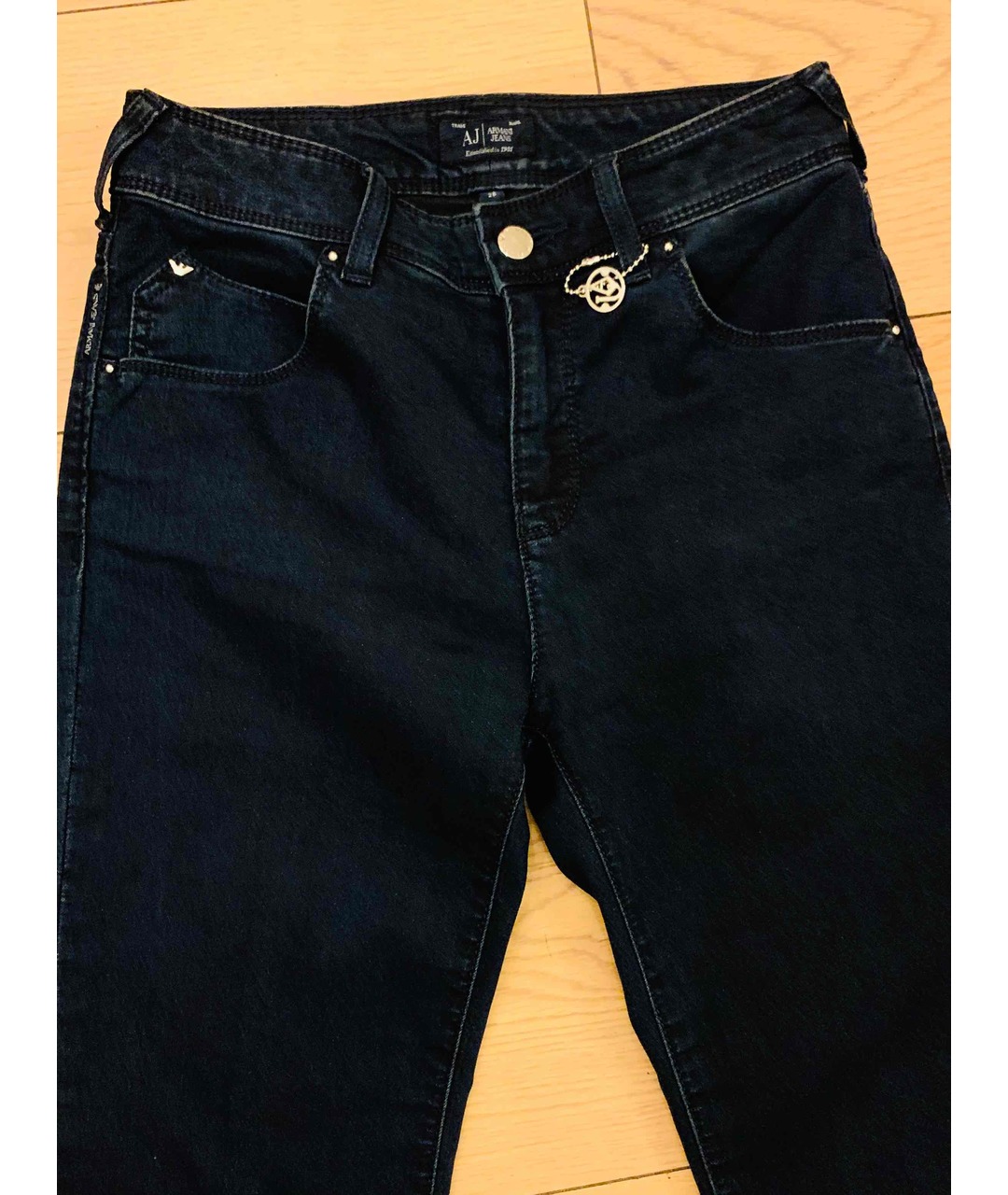 ARMANI JEANS Синие хлопковые джинсы слим, фото 3