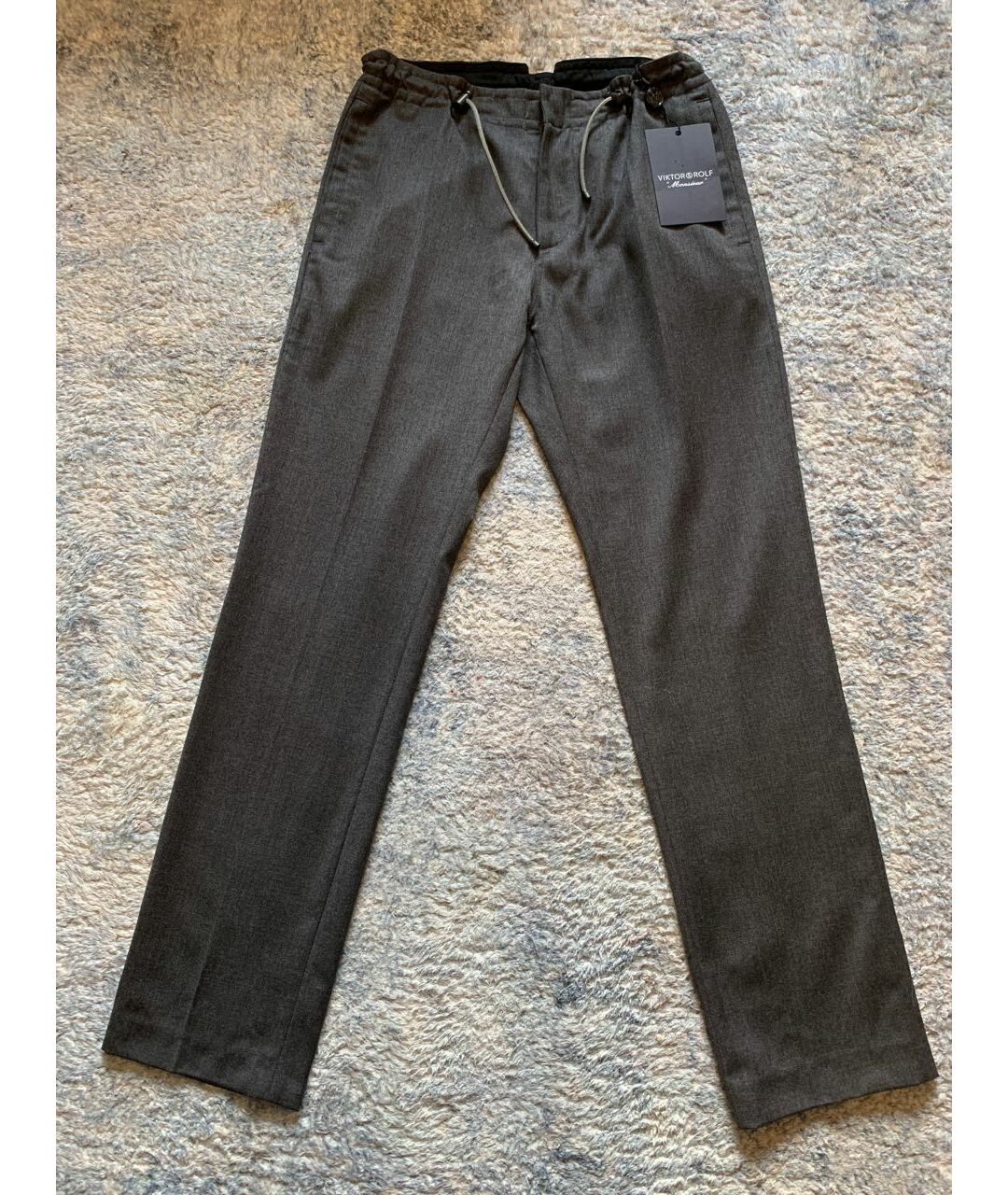 VICTOR AND ROLF Антрацитовые шерстяные классические брюки, фото 9