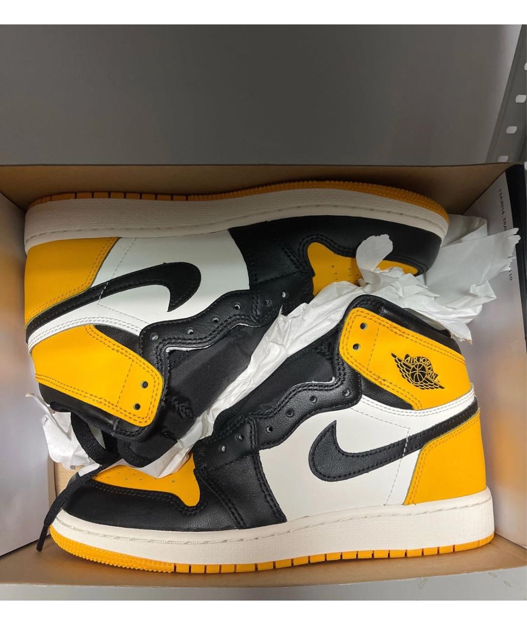 JORDAN Желтые высокие кроссовки / кеды из искусственной кожи, фото 3