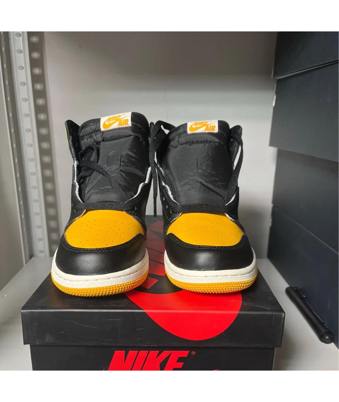 JORDAN Желтые высокие кроссовки / кеды из искусственной кожи, фото 4