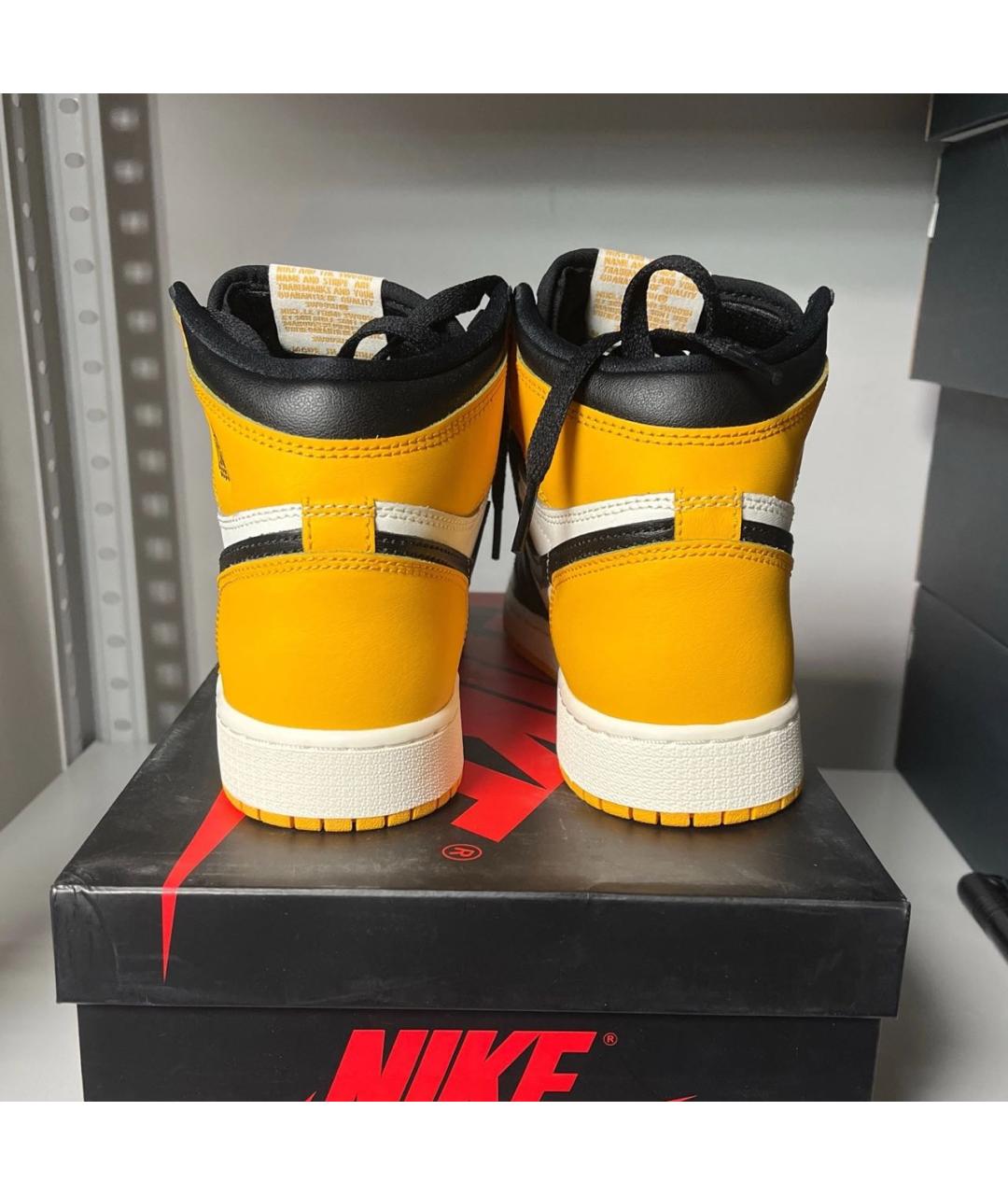 JORDAN Желтые высокие кроссовки / кеды из искусственной кожи, фото 2