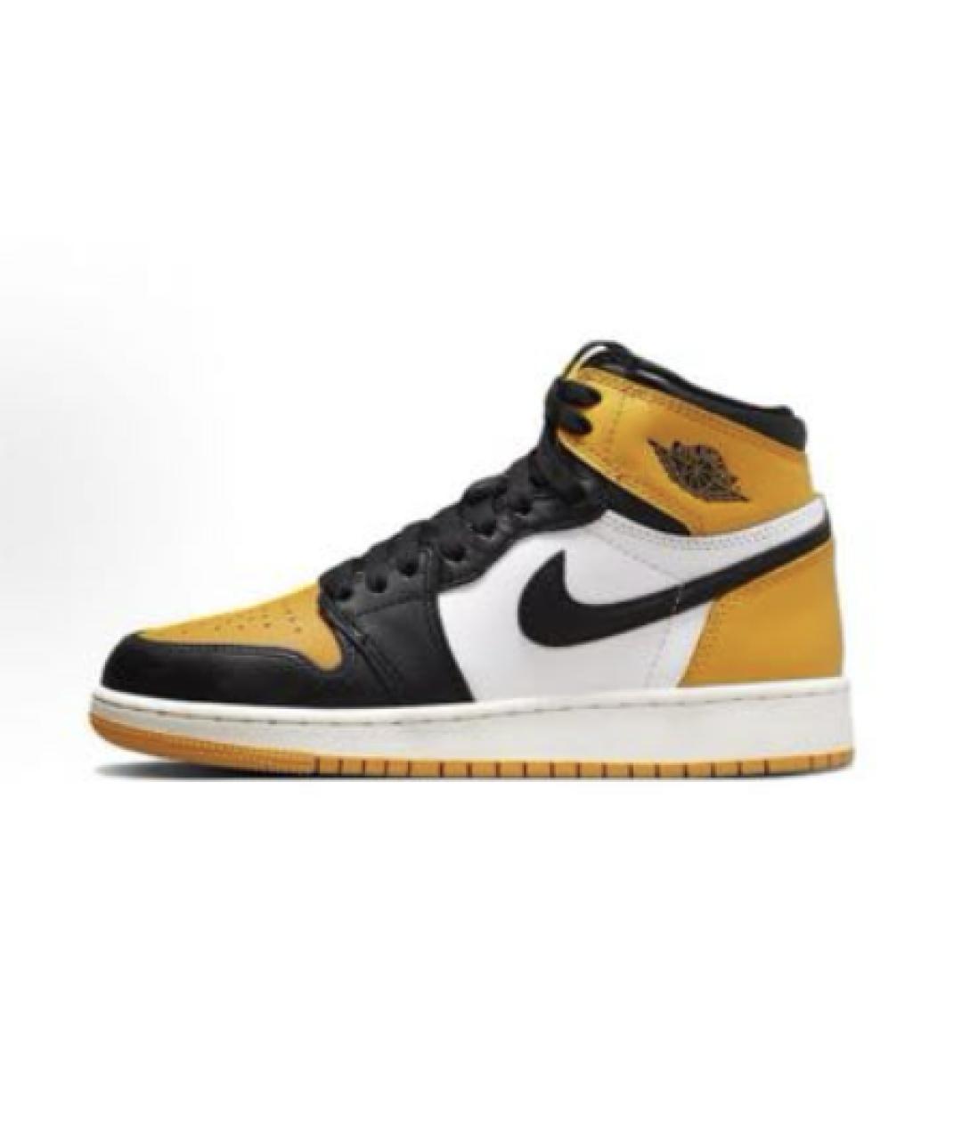 JORDAN Желтые высокие кроссовки / кеды из искусственной кожи, фото 5