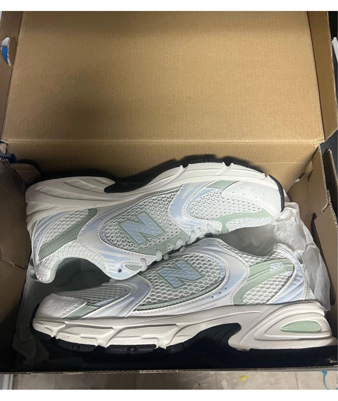 NEW BALANCE Салатовые кроссовки из искусственной кожи, фото 3