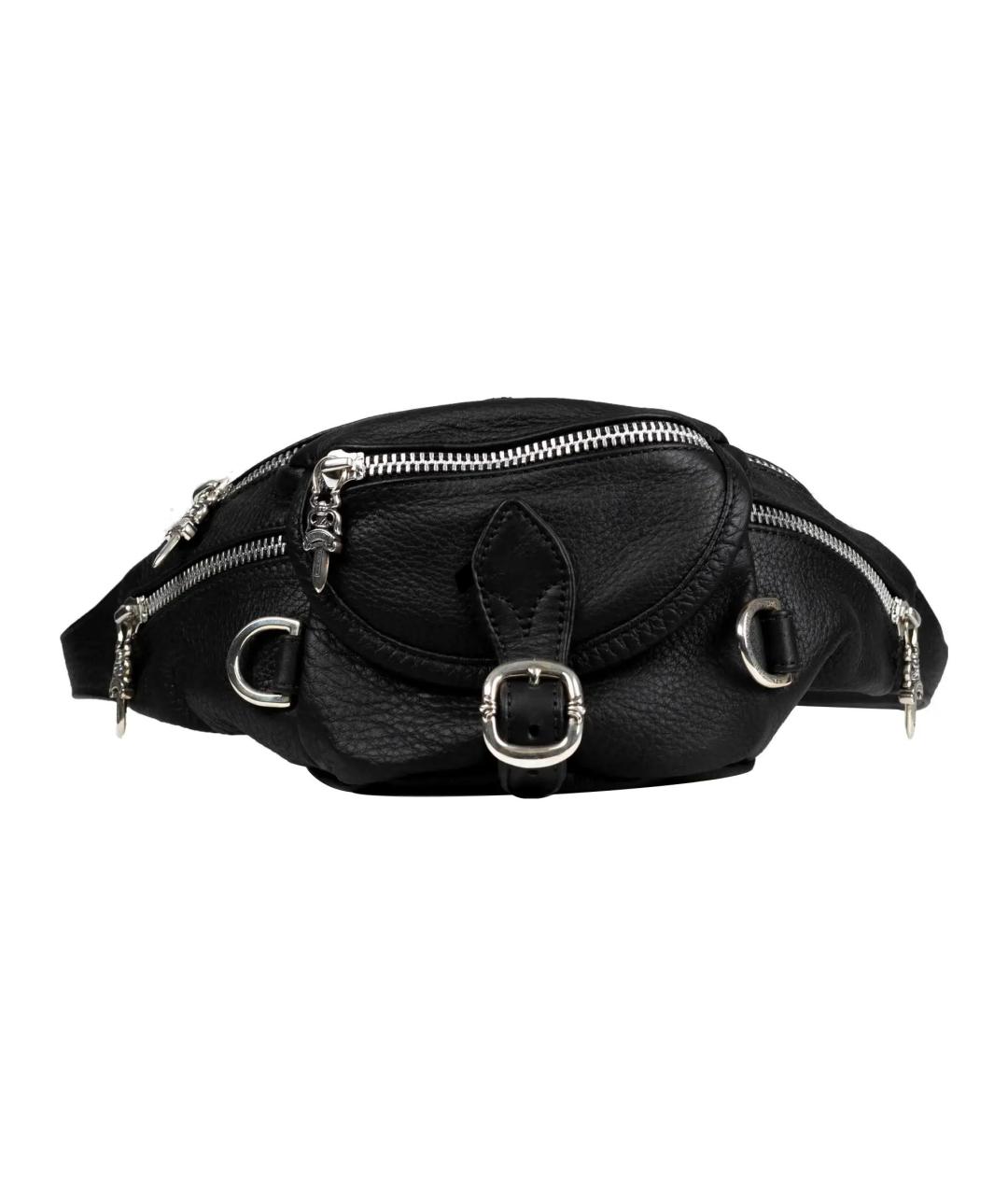 CHROME HEARTS Черная кожаная поясная сумка, фото 1
