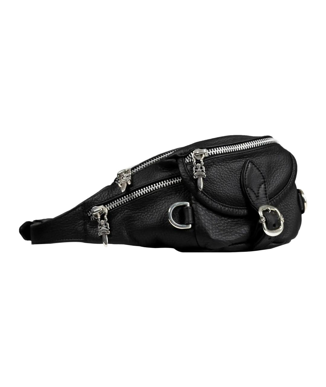CHROME HEARTS Черная кожаная поясная сумка, фото 2