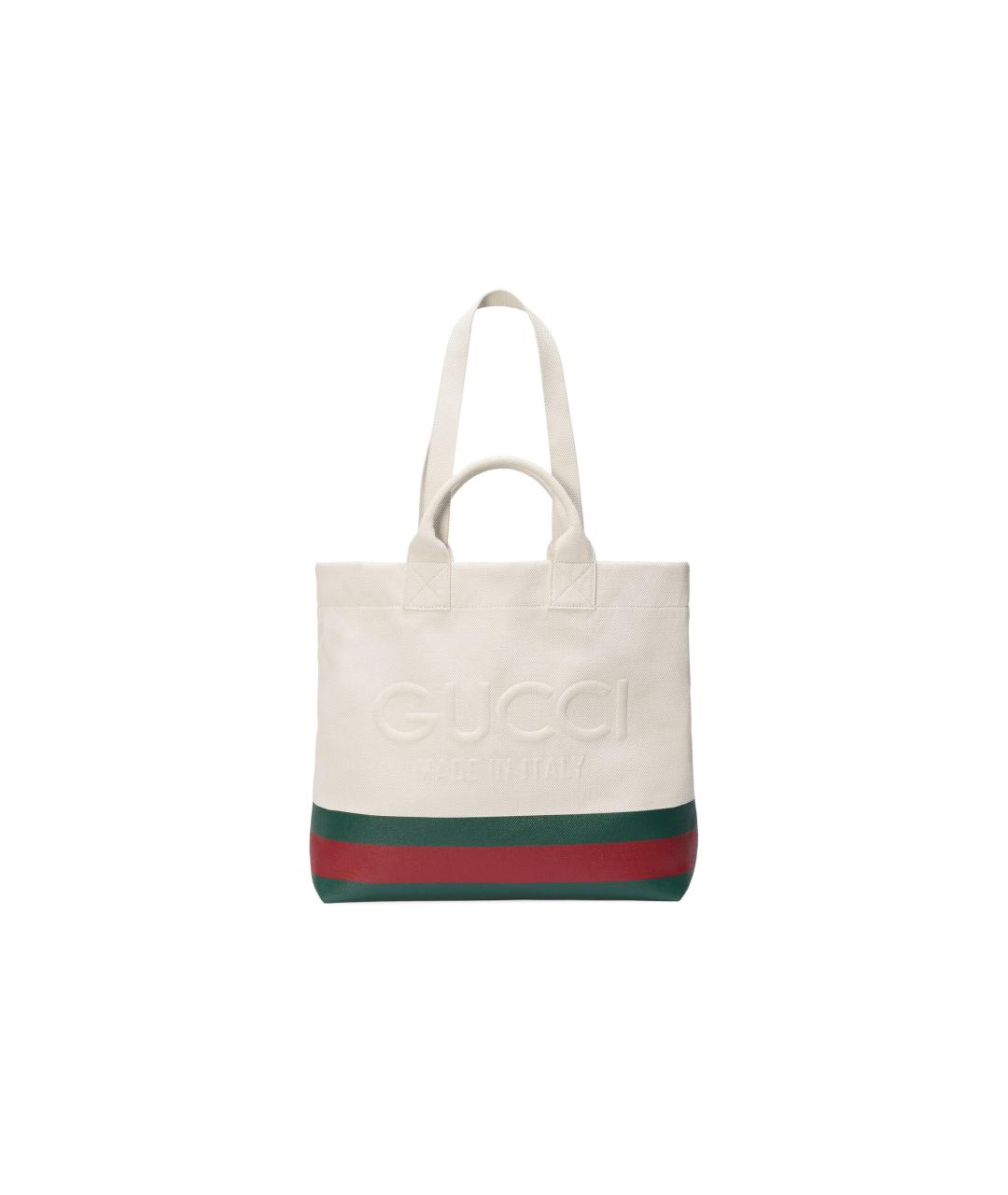 GUCCI Белая тканевая сумка тоут, фото 8