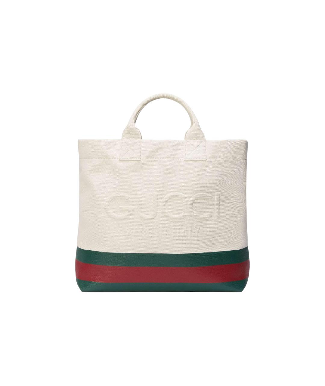 GUCCI Белая тканевая сумка тоут, фото 1