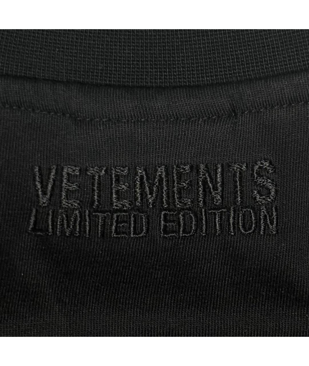 VETEMENTS Черная хлопковая футболка, фото 5