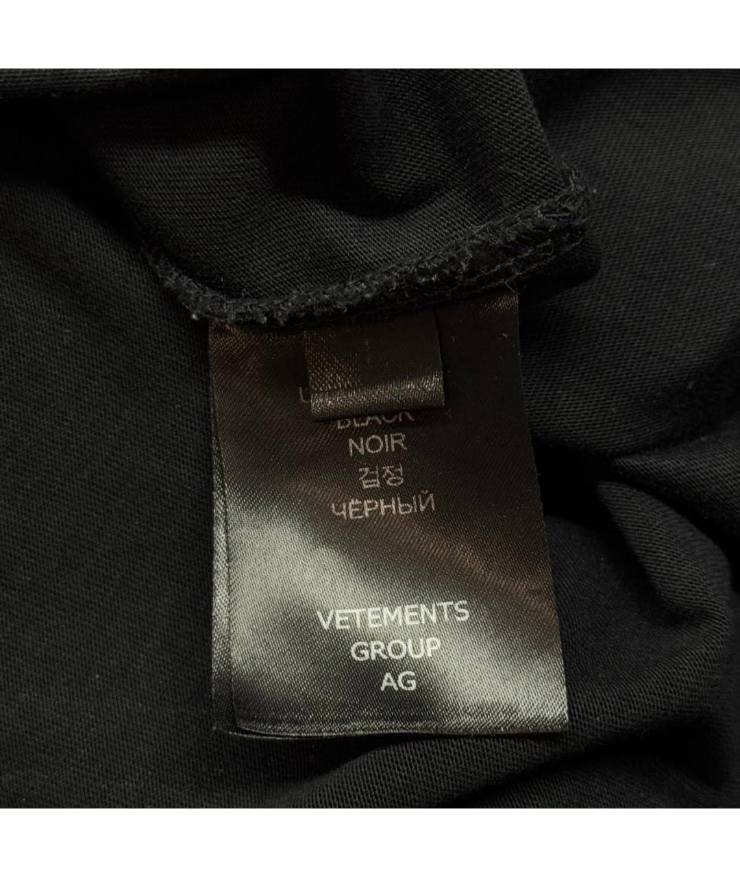 VETEMENTS Черная хлопковая футболка, фото 6