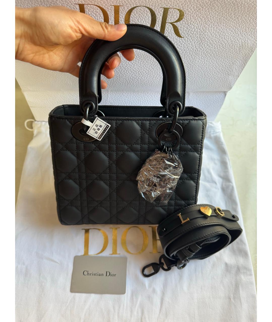 BABY DIOR Черная кожаная сумка через плечо, фото 7