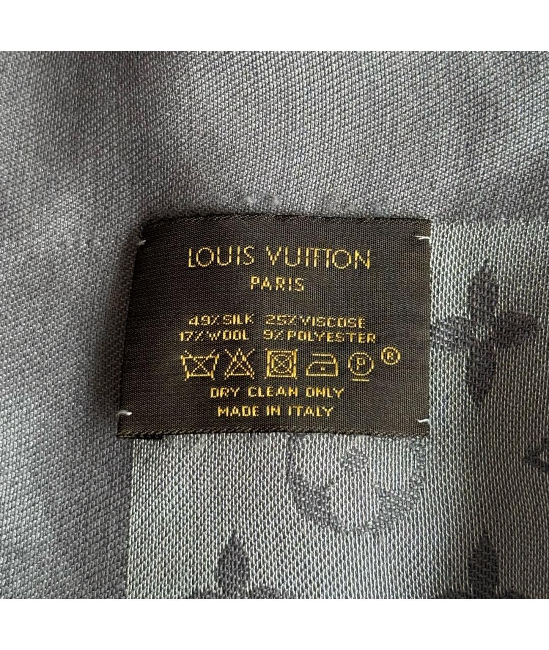 LOUIS VUITTON Серый шелковый шарф, фото 6