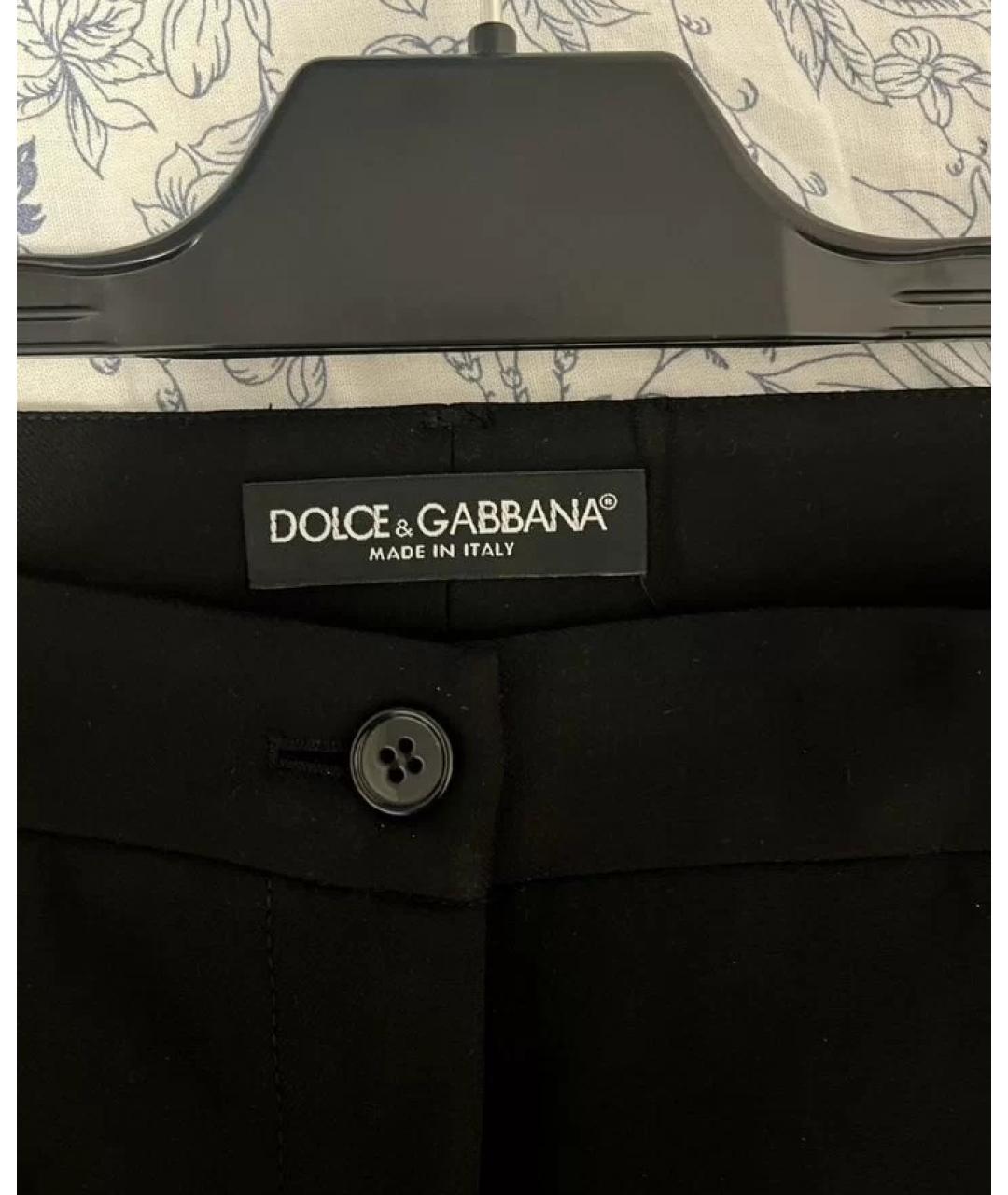 DOLCE&GABBANA Черные шерстяные прямые брюки, фото 3