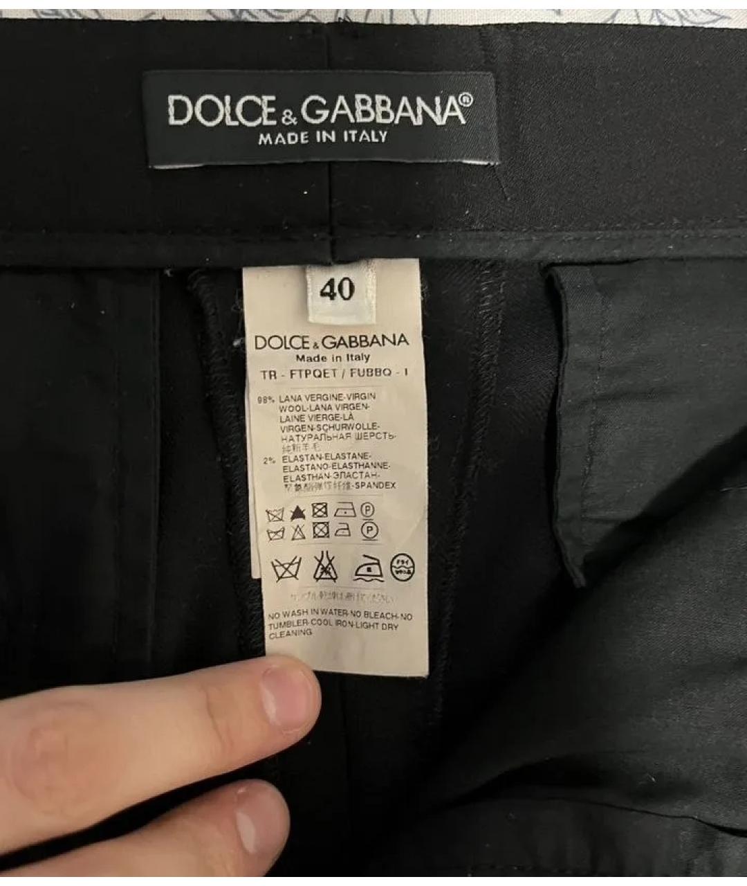 DOLCE&GABBANA Черные шерстяные прямые брюки, фото 5