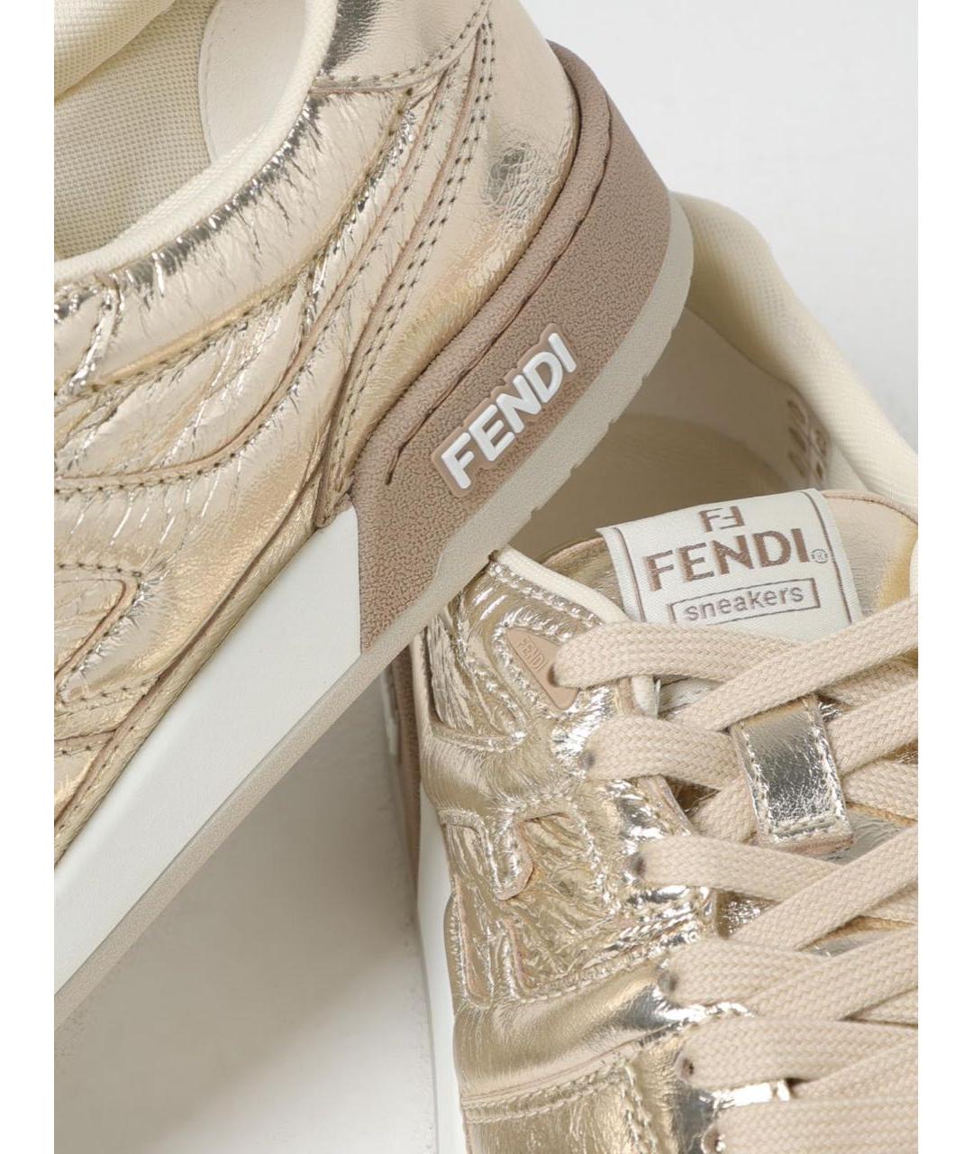 FENDI Золотые кеды, фото 4