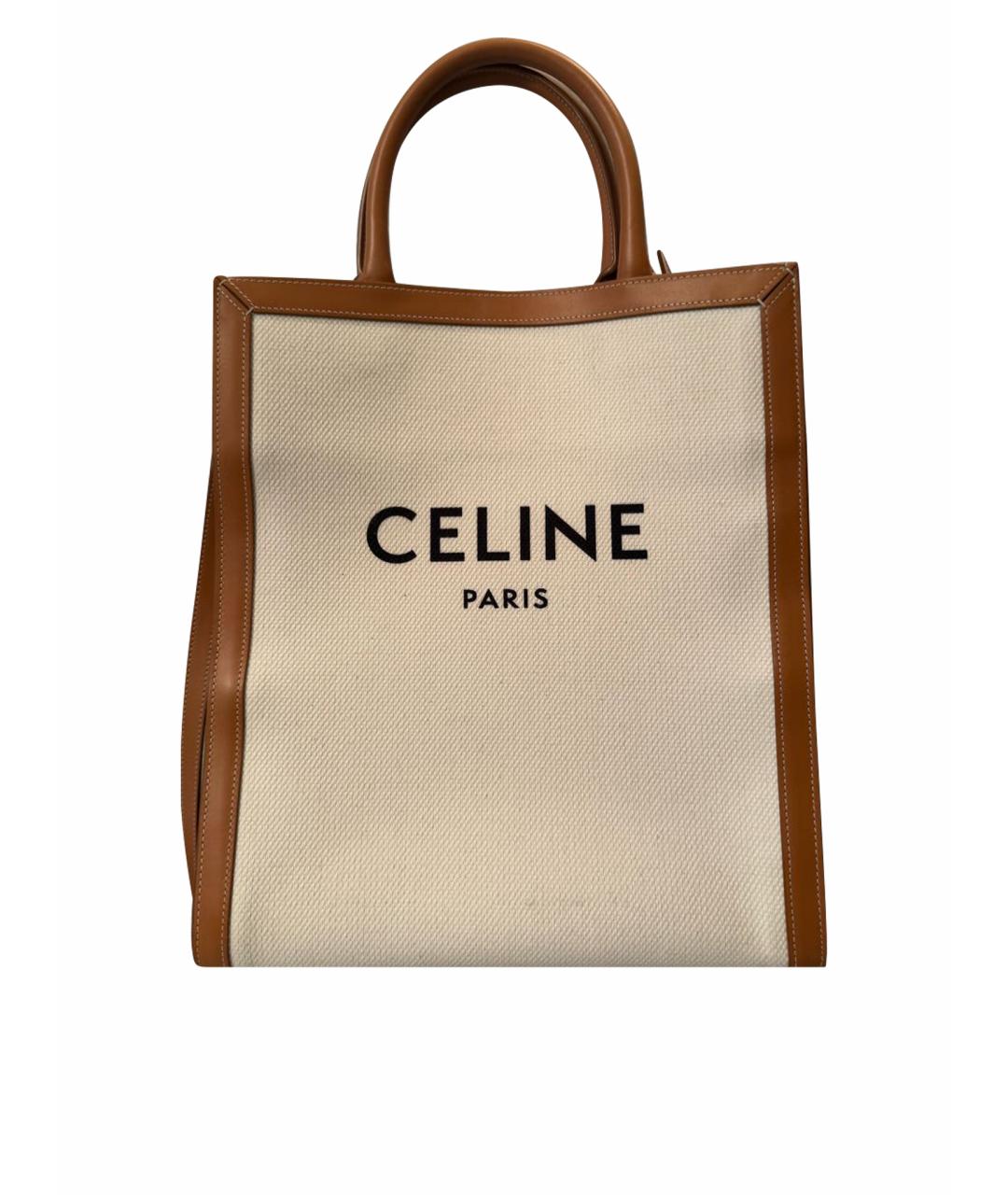 CELINE Бежевая кожаная сумка тоут, фото 1