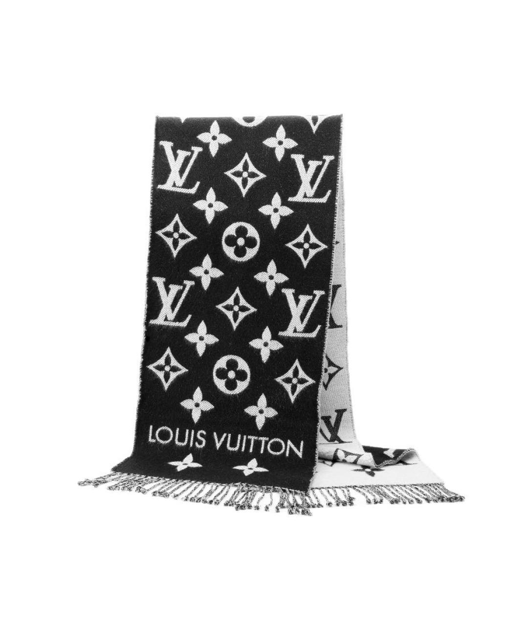 LOUIS VUITTON Черный шерстяной шарф, фото 1