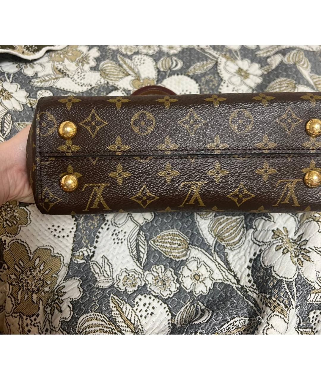 LOUIS VUITTON Коричневая кожаная сумка с короткими ручками, фото 3