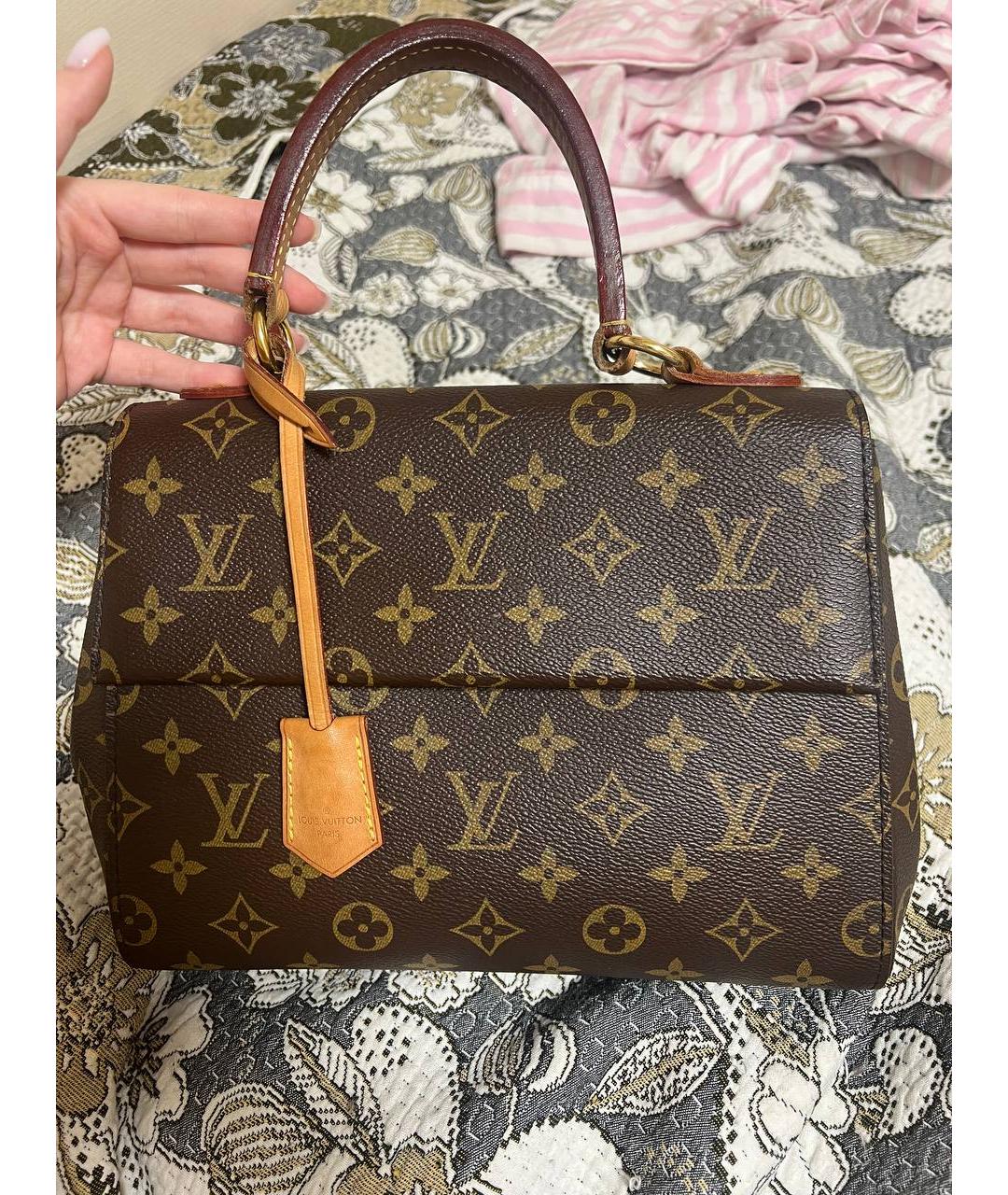 LOUIS VUITTON Коричневая кожаная сумка с короткими ручками, фото 6