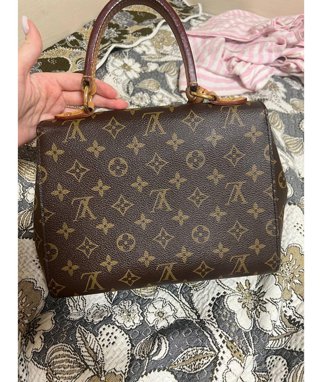 LOUIS VUITTON Коричневая кожаная сумка с короткими ручками, фото 2