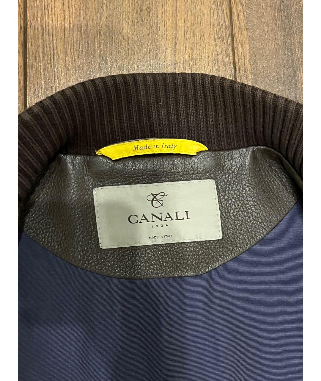 CANALI Коричневая кожаная куртка, фото 3