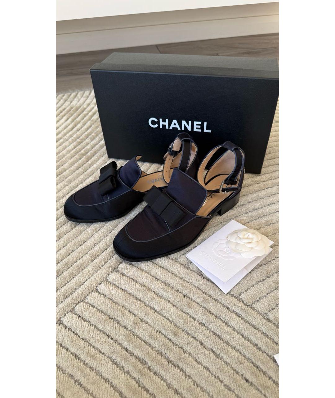 CHANEL Темно-синие текстильные туфли, фото 7