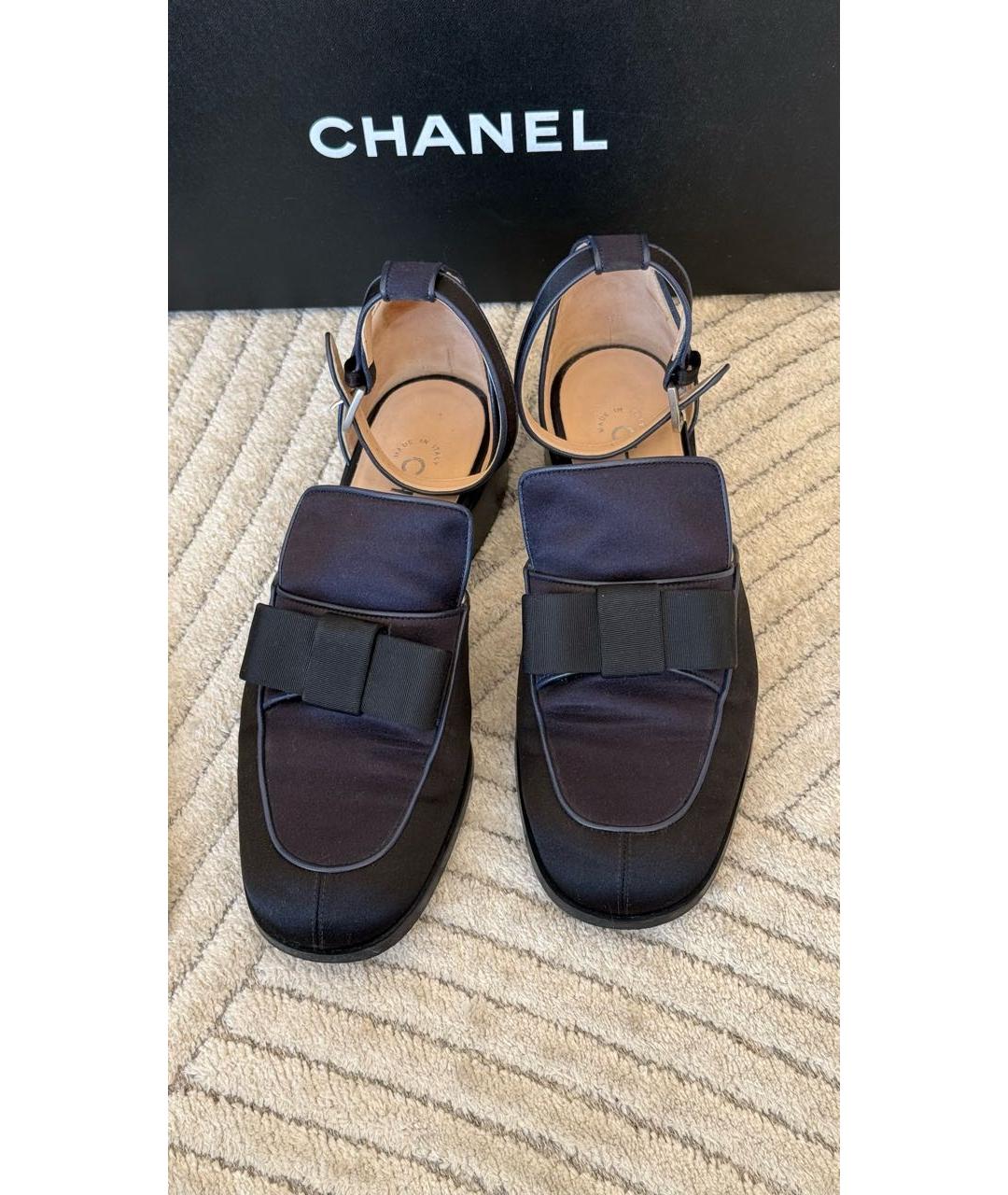 CHANEL Темно-синие текстильные туфли, фото 2