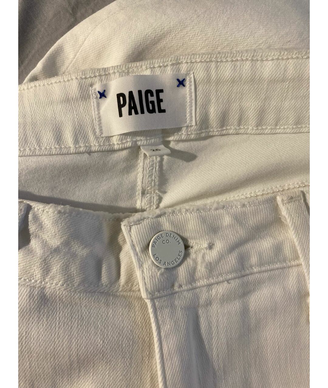 PAIGE Белые хлопко-эластановые прямые джинсы, фото 3