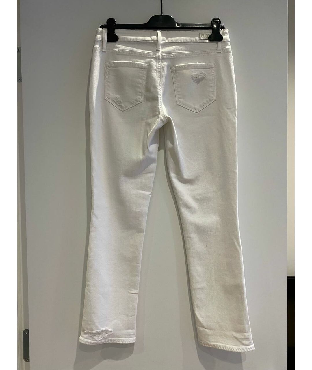 PAIGE Белые хлопко-эластановые прямые джинсы, фото 2