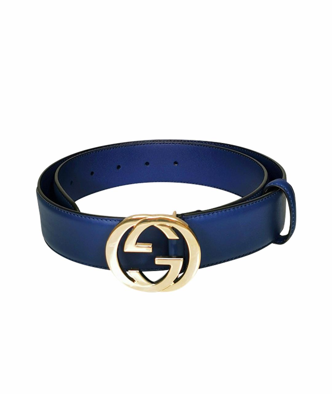 GUCCI Темно-синий кожаный ремень, фото 1