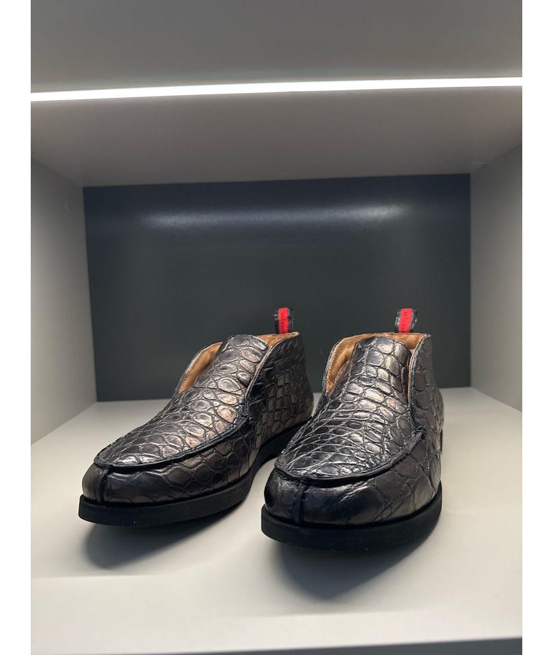 KITON Коричневые низкие ботинки из кожи крокодила, фото 2