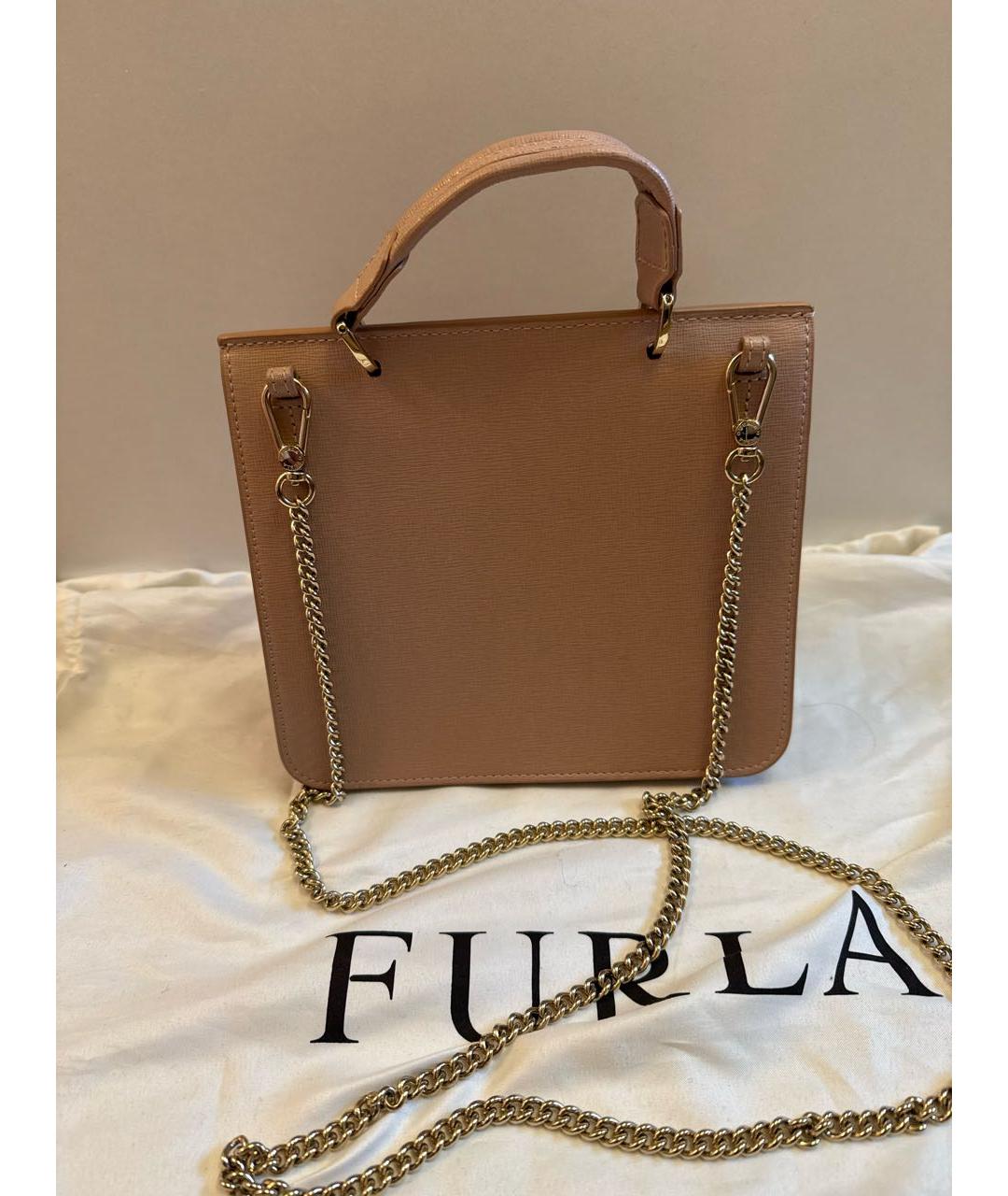 FURLA Бежевая кожаная сумка через плечо, фото 3