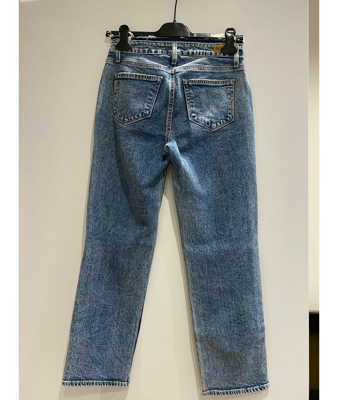 PAIGE Голубые хлопко-эластановые прямые джинсы, фото 2