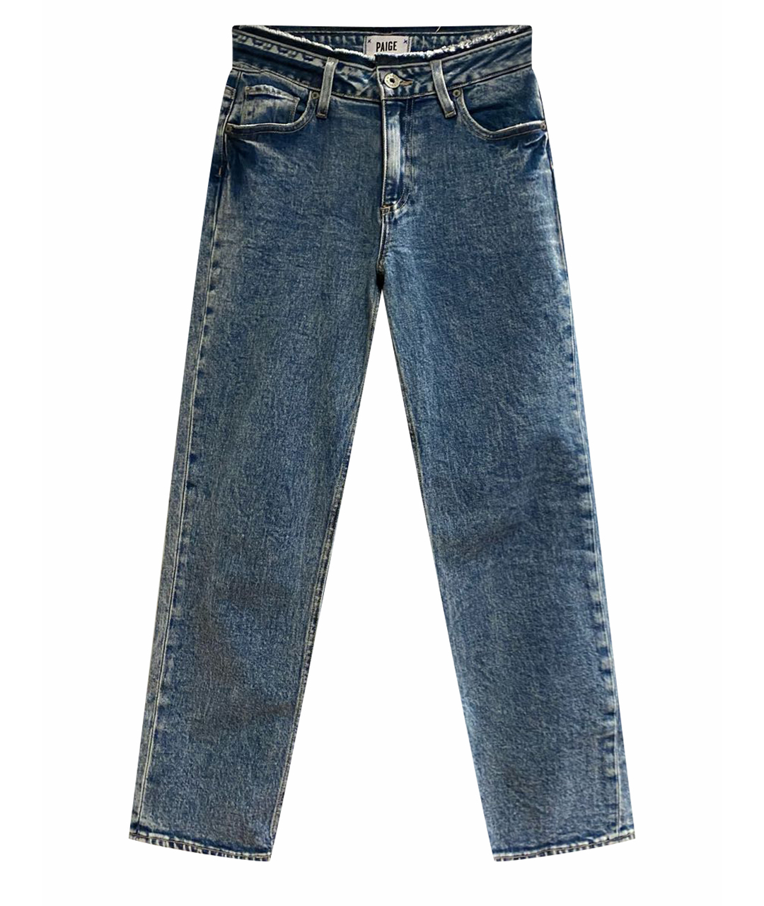 PAIGE Голубые хлопко-эластановые прямые джинсы, фото 1