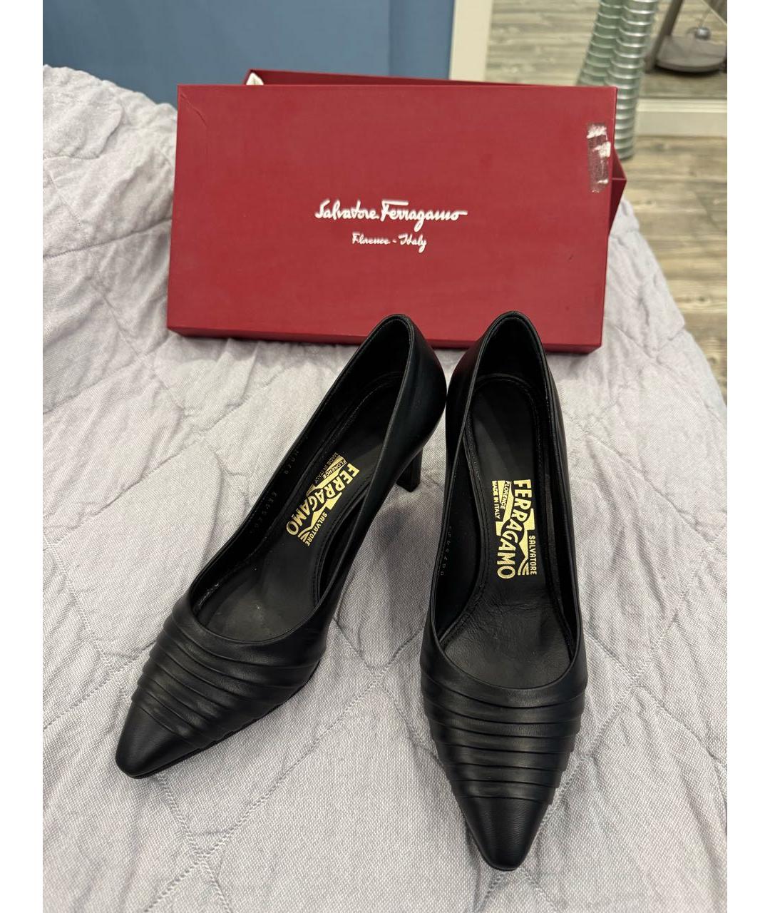 SALVATORE FERRAGAMO Черные кожаные туфли, фото 3