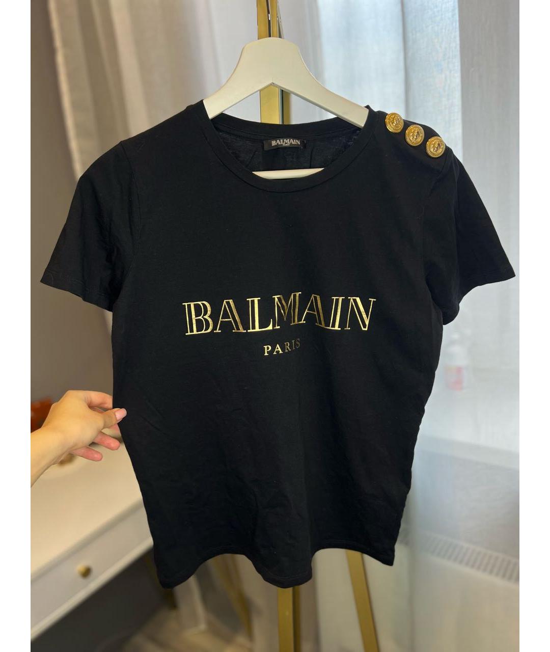 BALMAIN Черная хлопковая футболка, фото 5