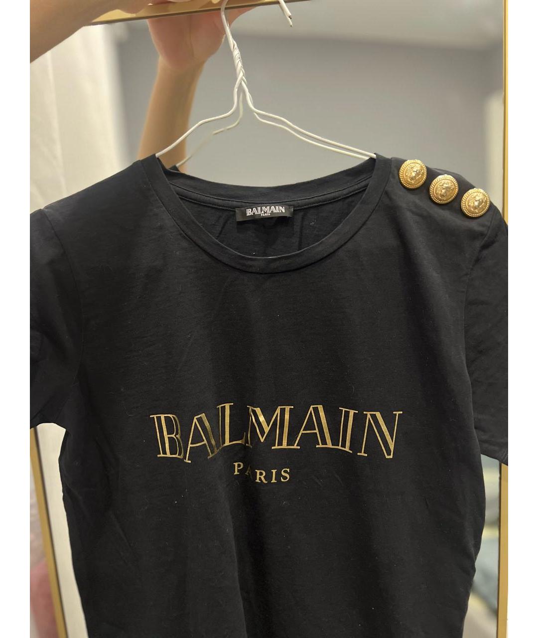 BALMAIN Черная хлопковая футболка, фото 3