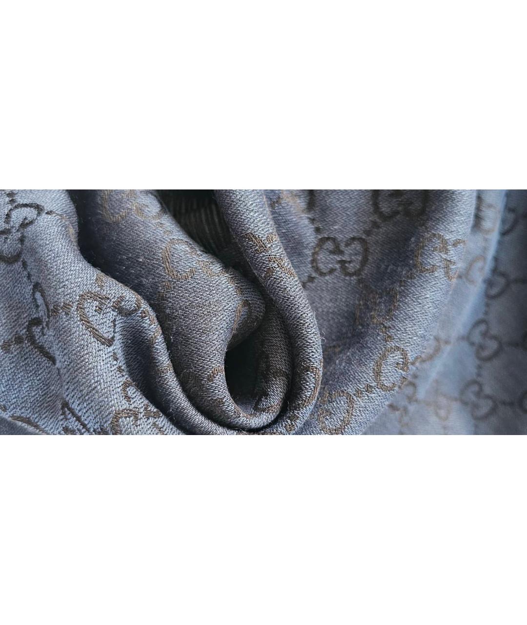 GUCCI Синий шерстяной платок, фото 6