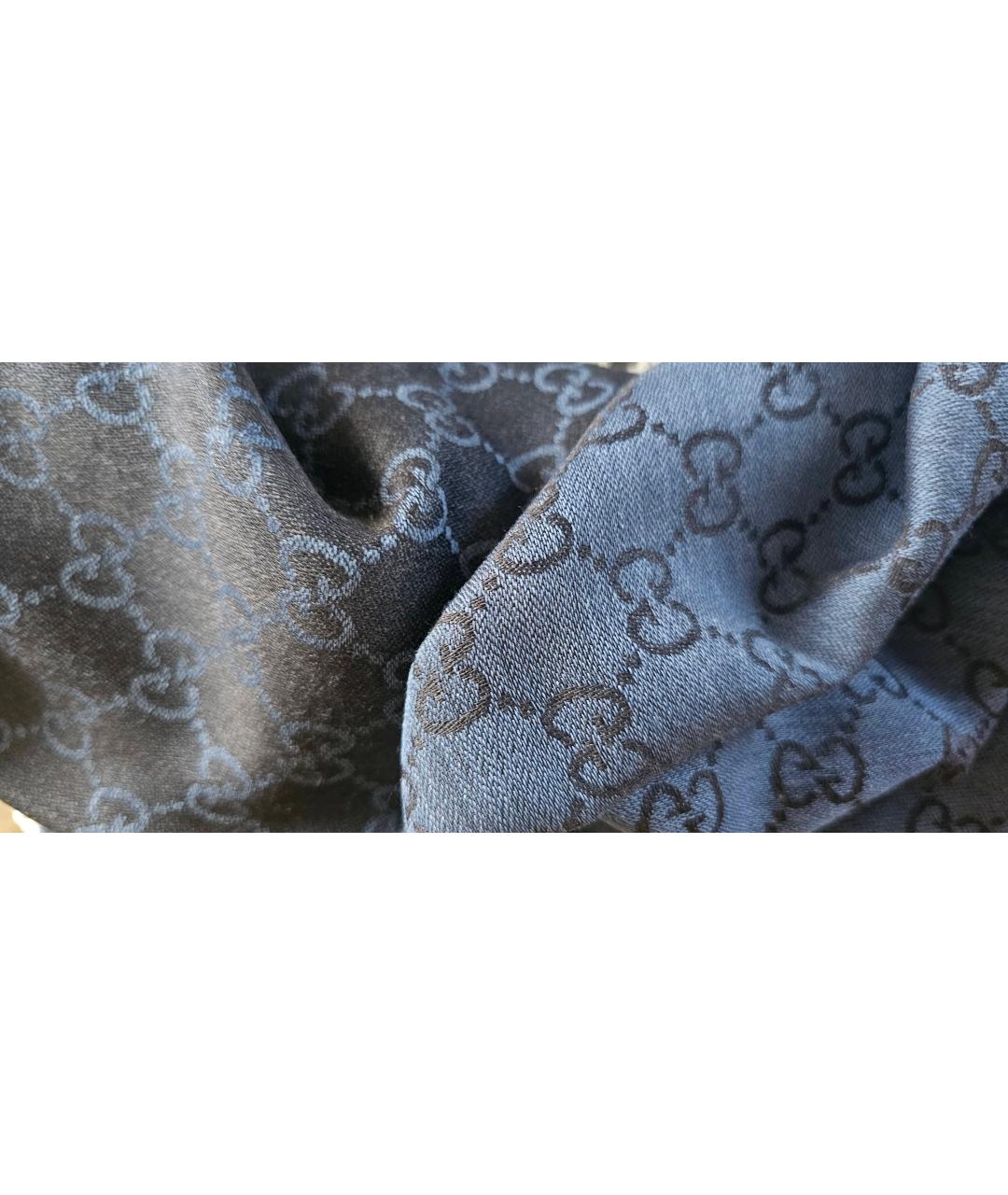 GUCCI Синий шерстяной платок, фото 2