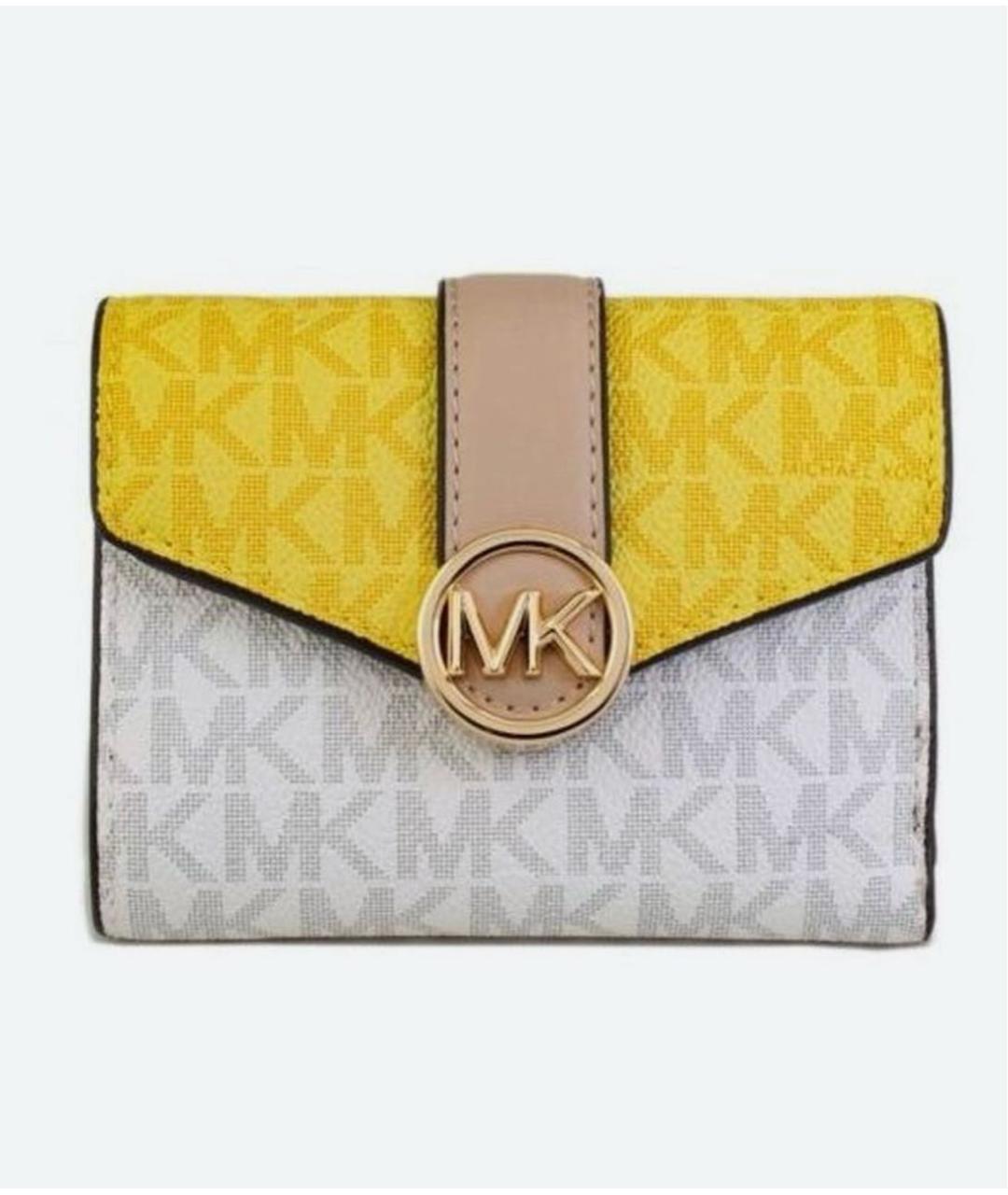 MICHAEL KORS Желтый кожаный кошелек, фото 3