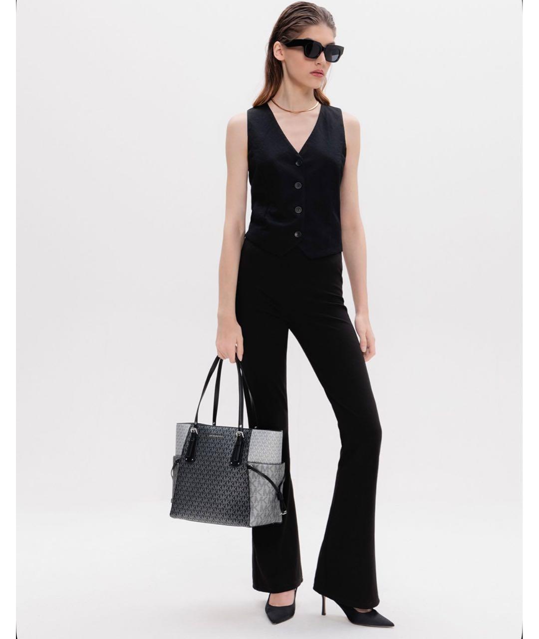 MICHAEL KORS Антрацитовая кожаная сумка тоут, фото 4