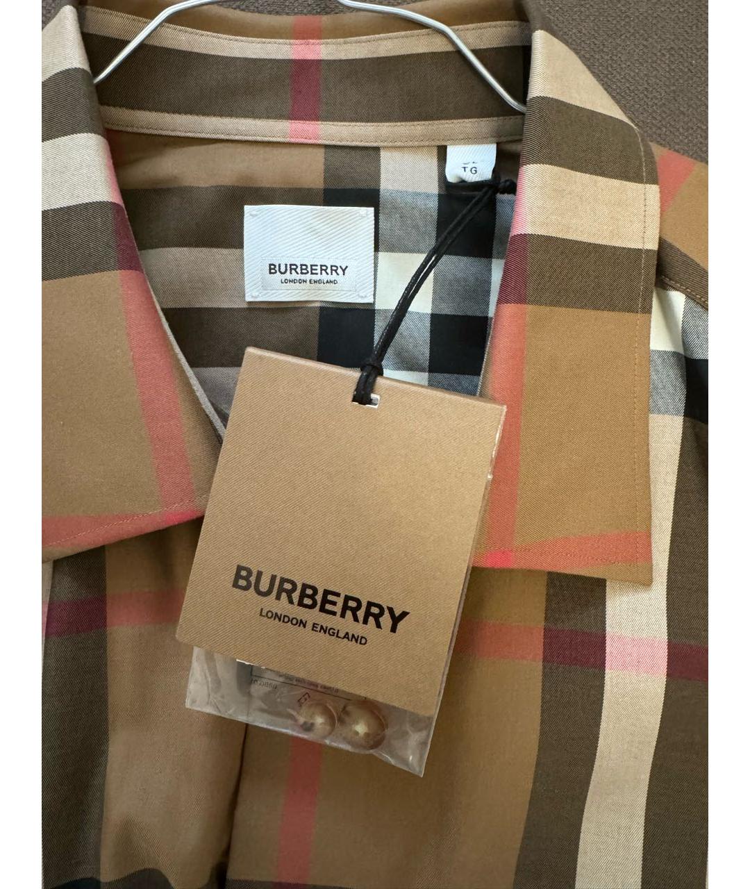 BURBERRY Коричневая хлопковая кэжуал рубашка, фото 3