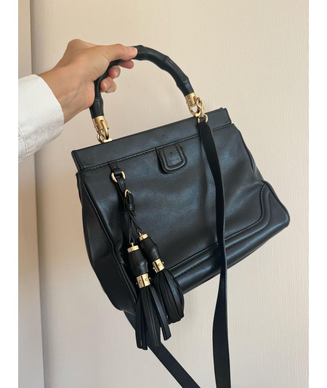 GUCCI Черная кожаная сумка с короткими ручками, фото 2