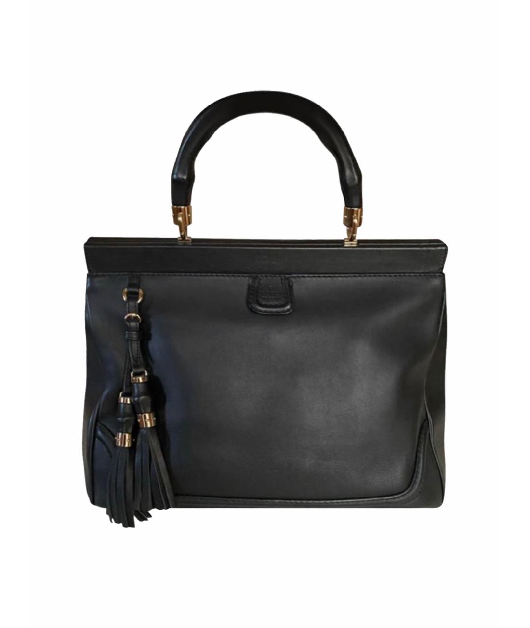 GUCCI Черная кожаная сумка с короткими ручками, фото 1