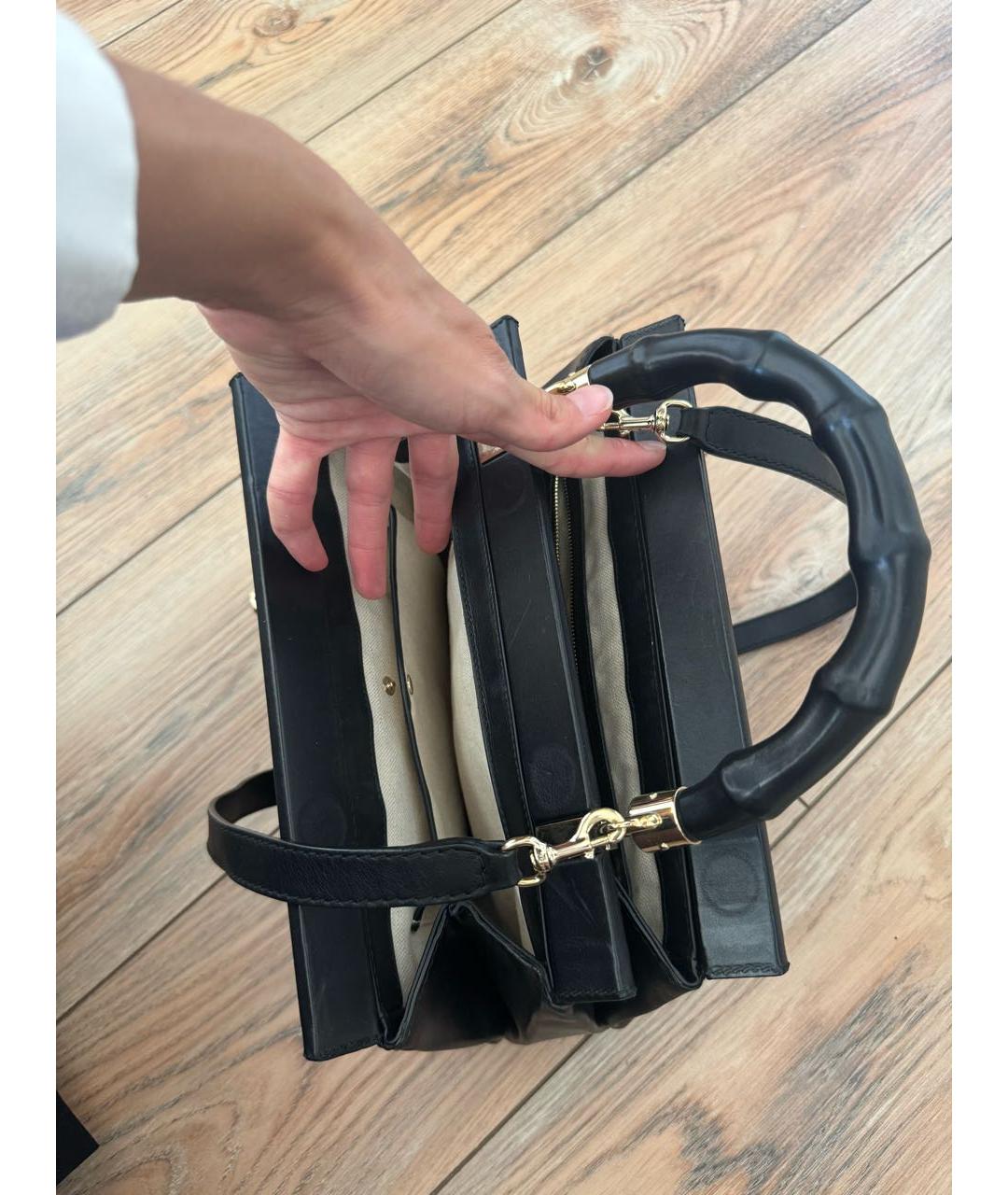 GUCCI Черная кожаная сумка с короткими ручками, фото 4