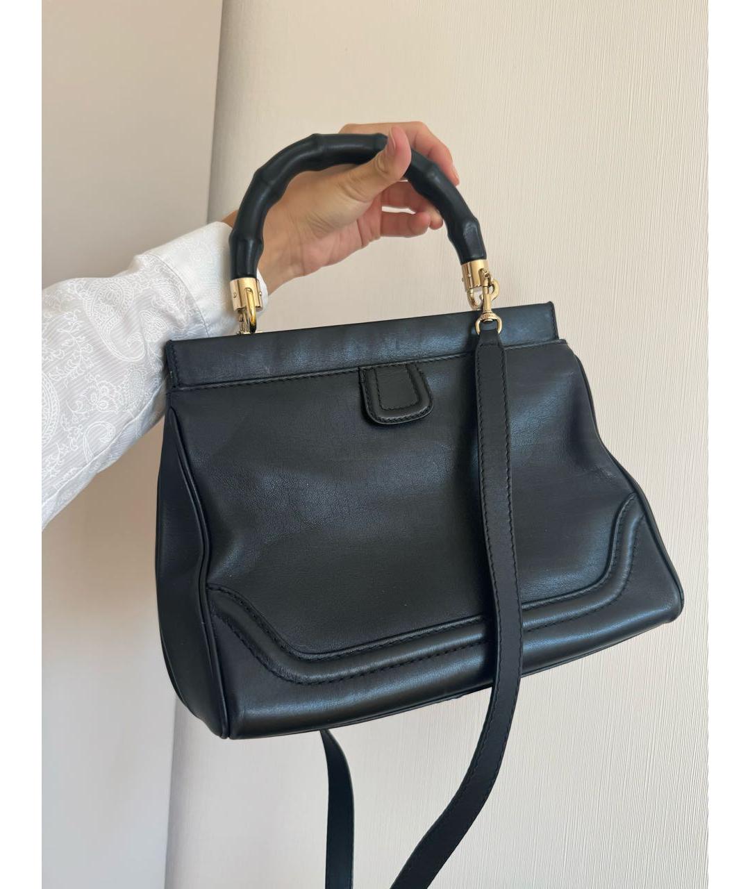 GUCCI Черная кожаная сумка с короткими ручками, фото 3