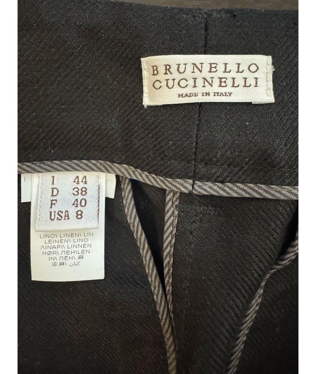 BRUNELLO CUCINELLI Черные льняные брюки узкие, фото 3