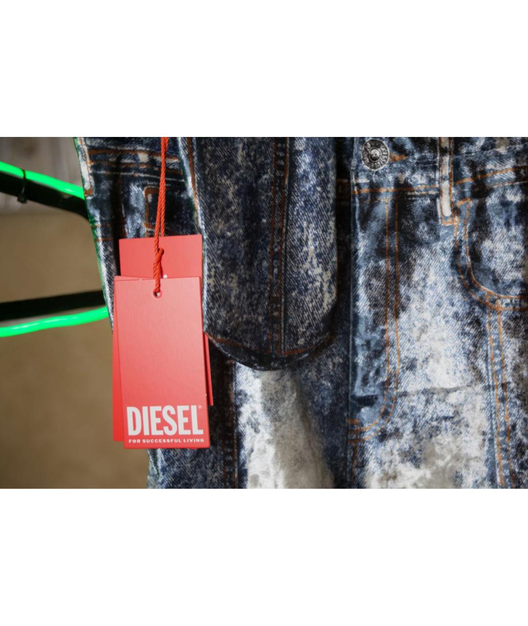 DIESEL Голубые полиэстеровые леггинсы и велосипедки, фото 4